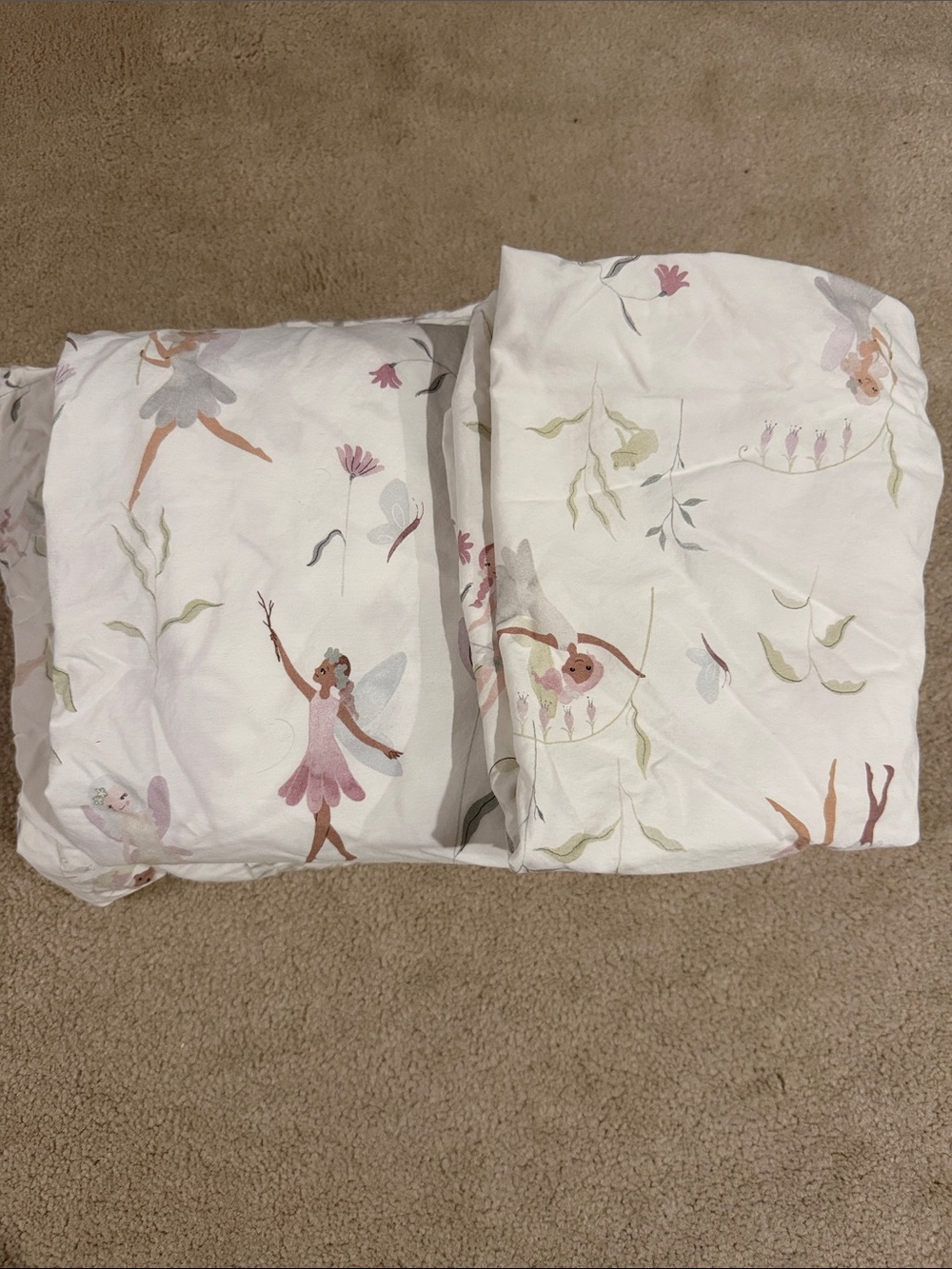 PB kids Fairy Garden Floral organic twin sheet set - Pink and Cream